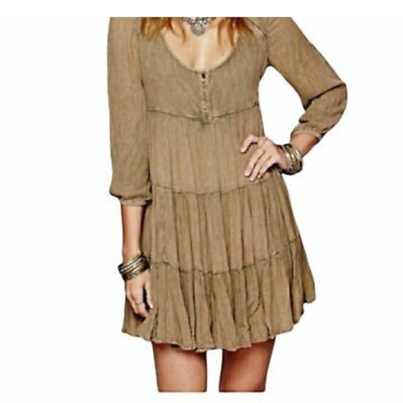Free People Full Swing Candy Dress boho mini dress S preowned oversized - Picture 2 of 9